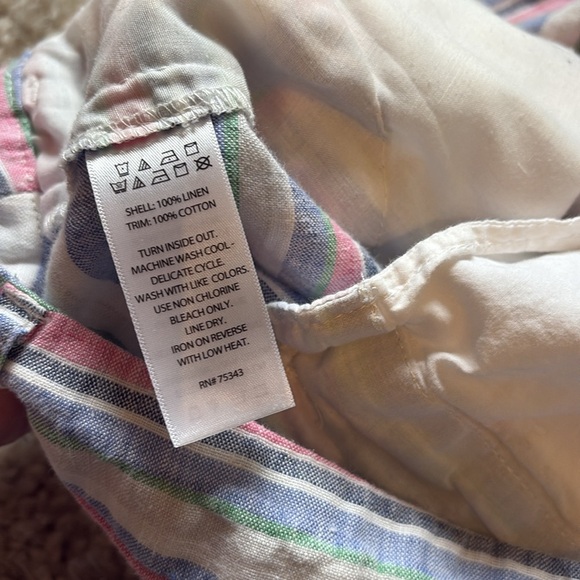 St. Tropez west Blue and Pink striped Shorts Casual Summer Style - linen - sz 8 - Picture 4 of 5